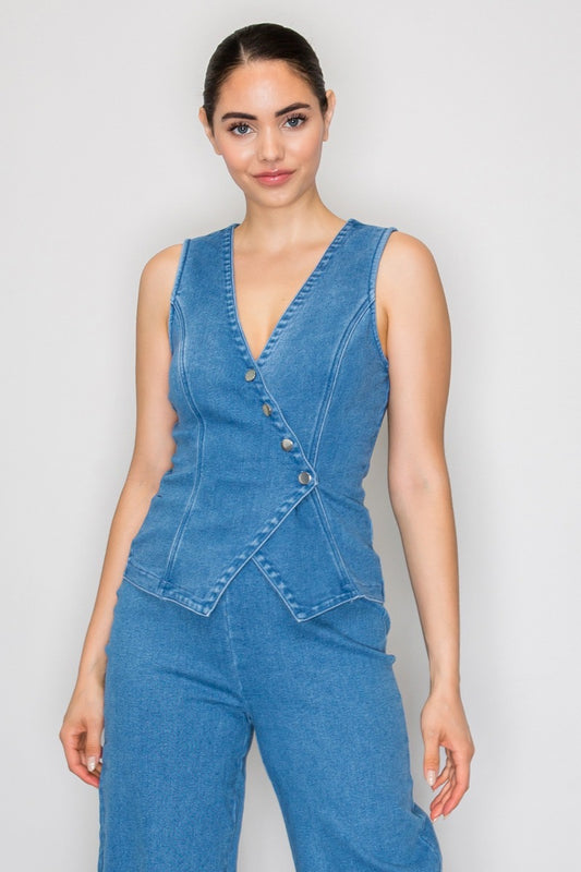Denim Wrap Vest Top