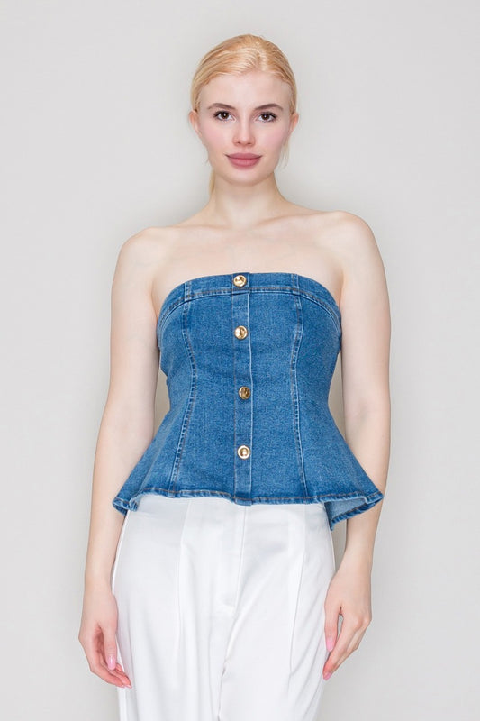 Bustier Denim Peplum Urban Muse