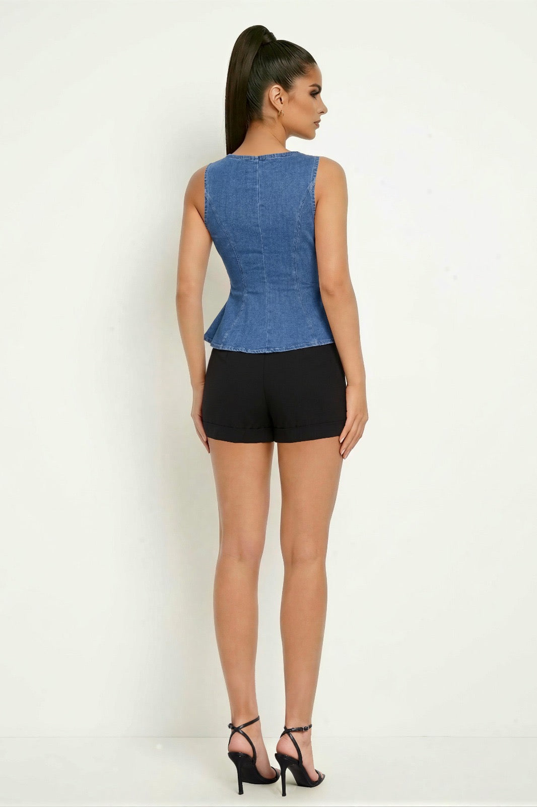 Blusa Denim Peplum Valentina