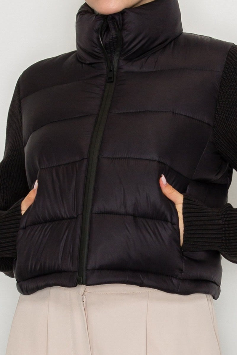 Chamarra Puffer Knit Cropped