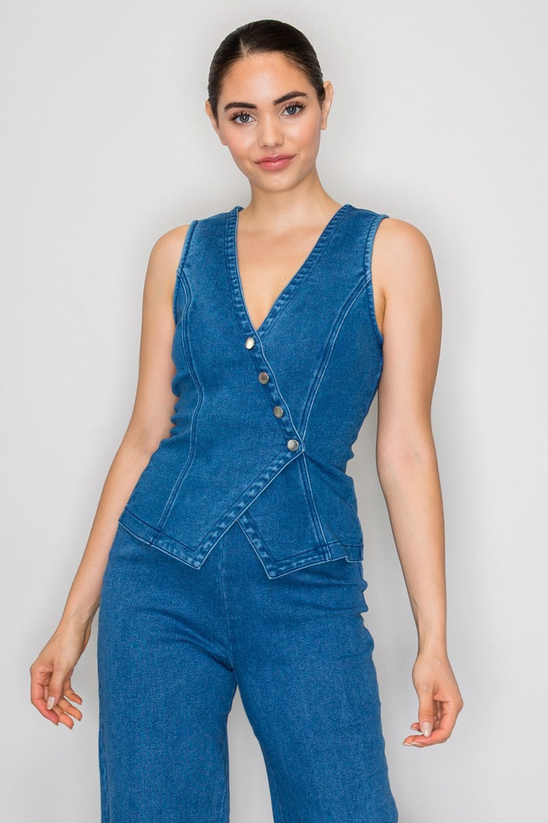 Denim Wrap Vest Top
