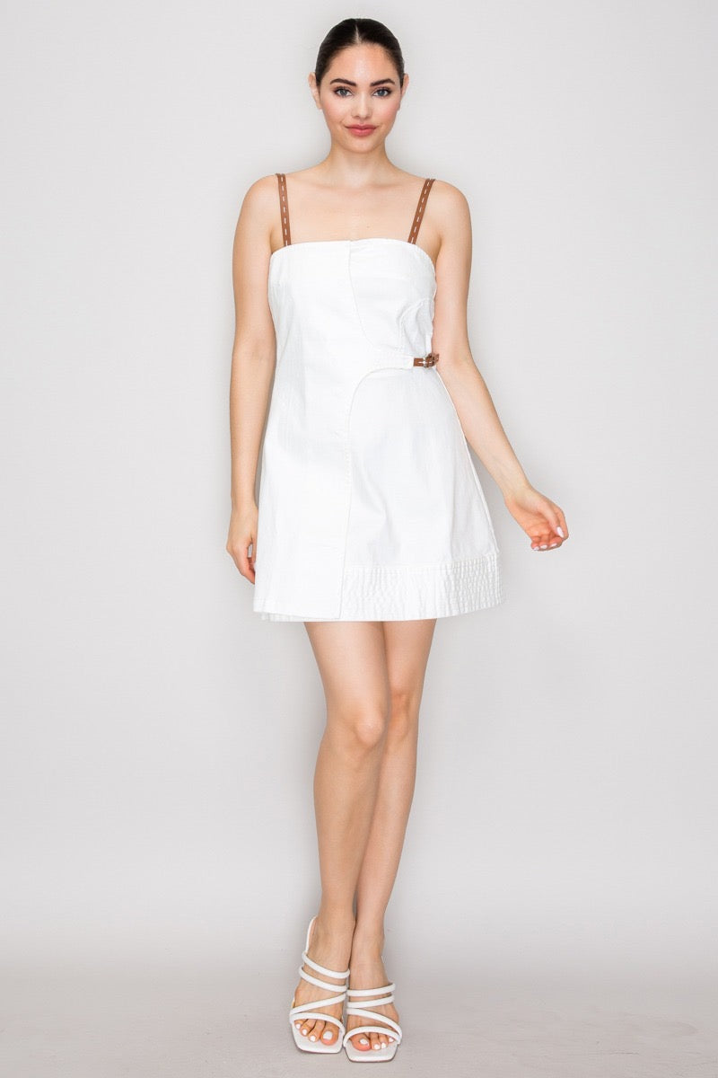 Vestido Mini Linen Belt Soft Elegance