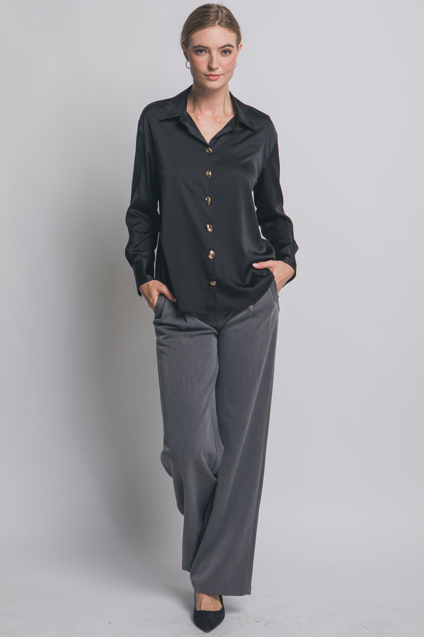 Satin Button Luxe Shirt