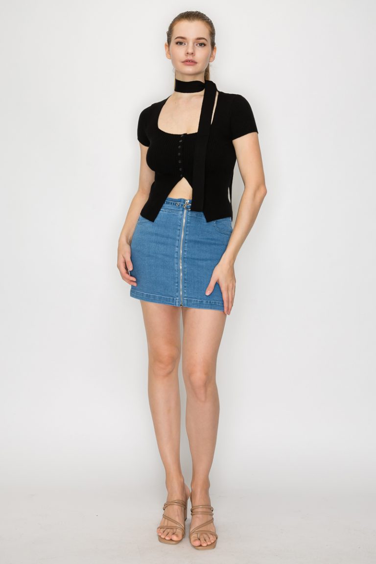 Falda Denim Zipper Capri