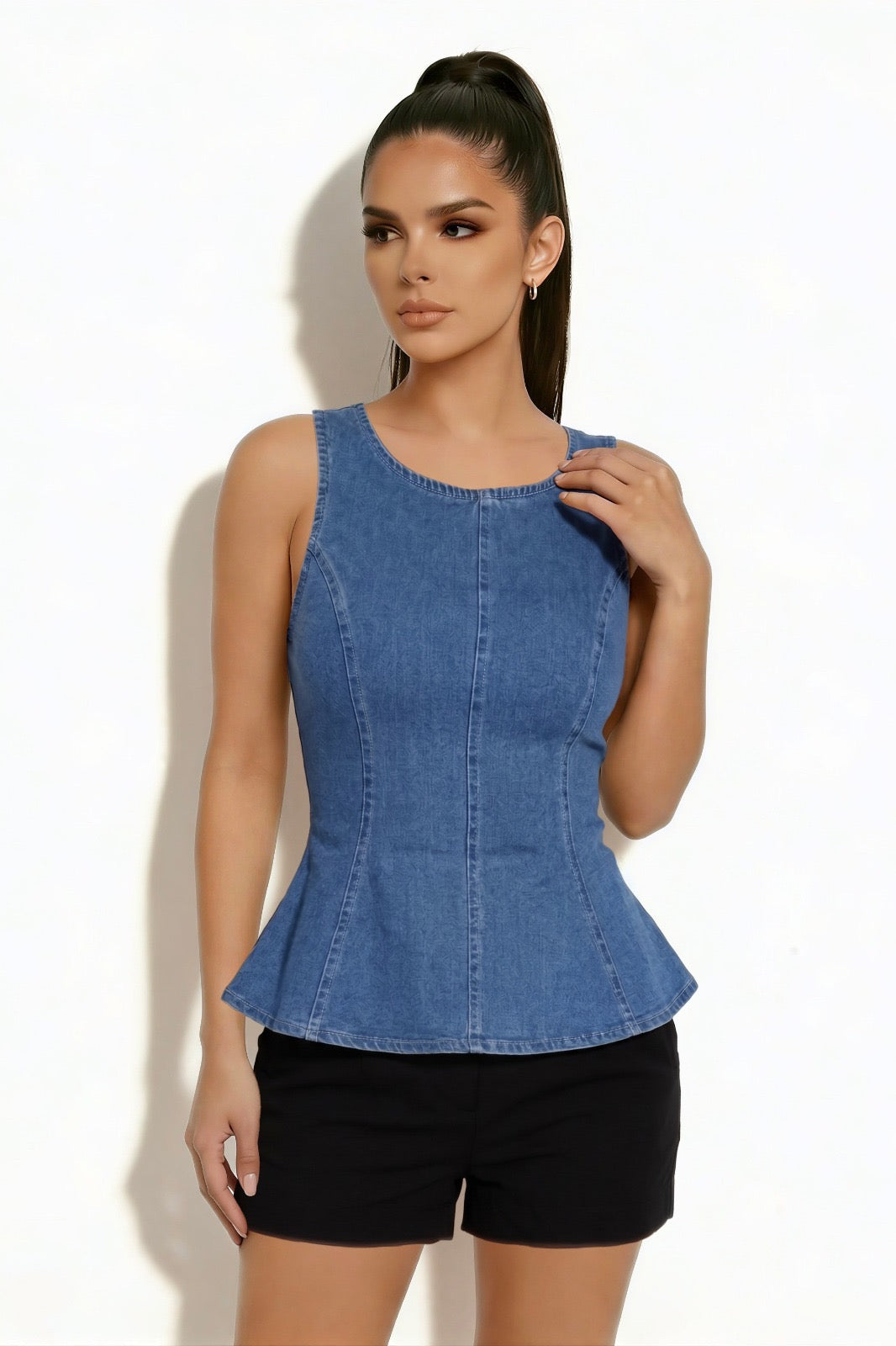 Blusa Denim Peplum Valentina