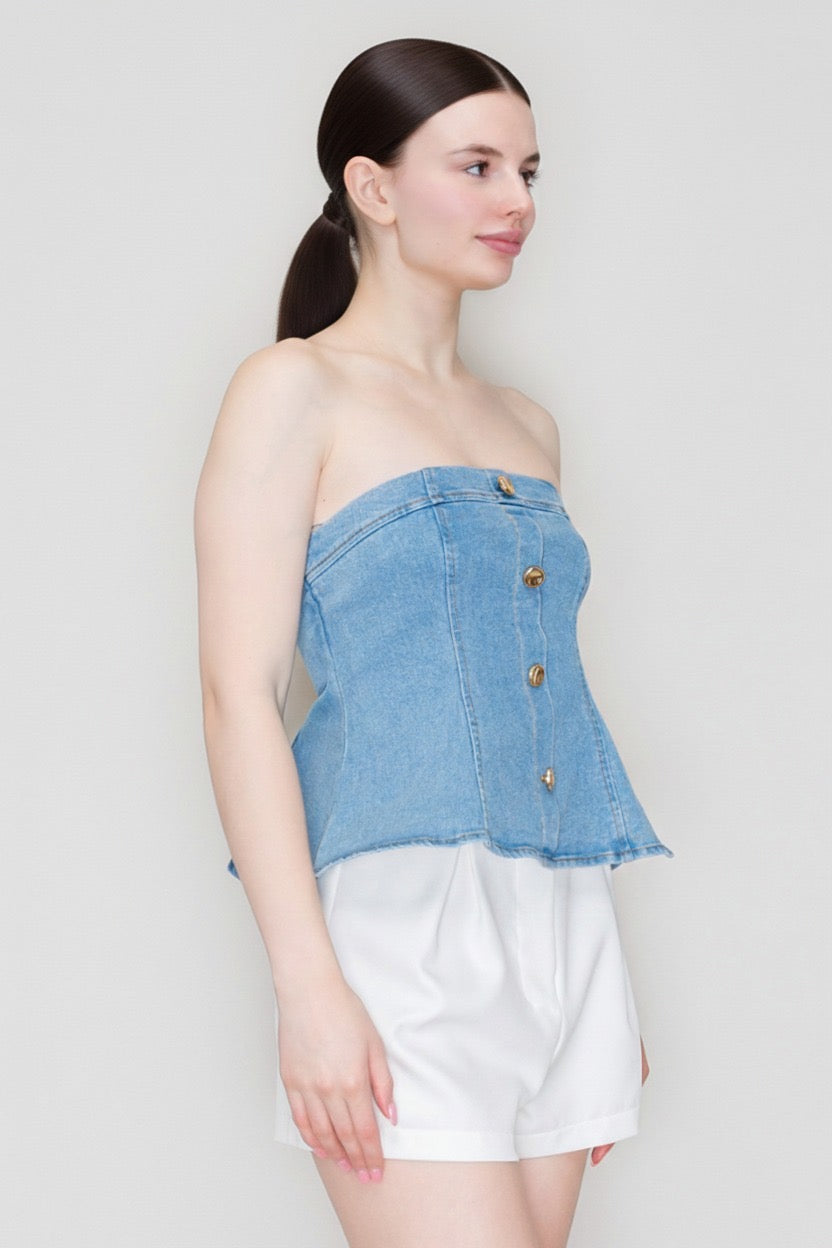 Bustier Denim Peplum Urban Muse