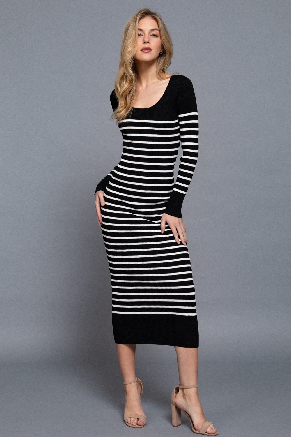 Vestido Knit Rayas Contour