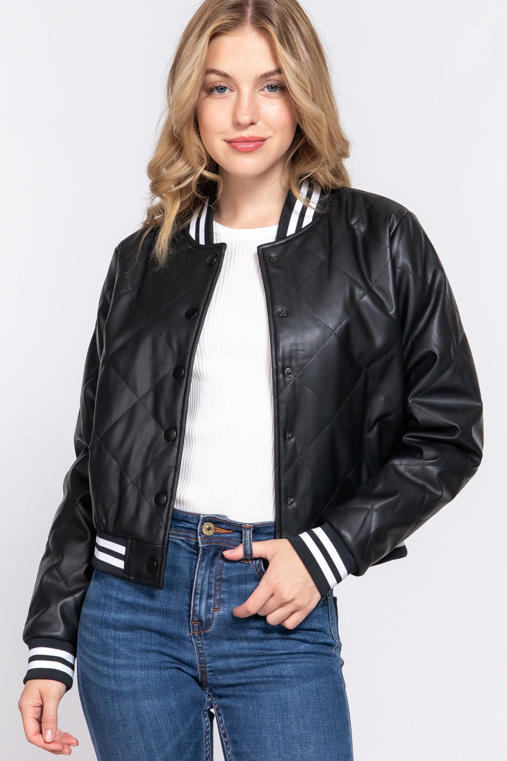 Chamarra Bomber Varsity Acolchada