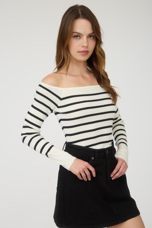 Suéter Off-Shoulder Rayas París