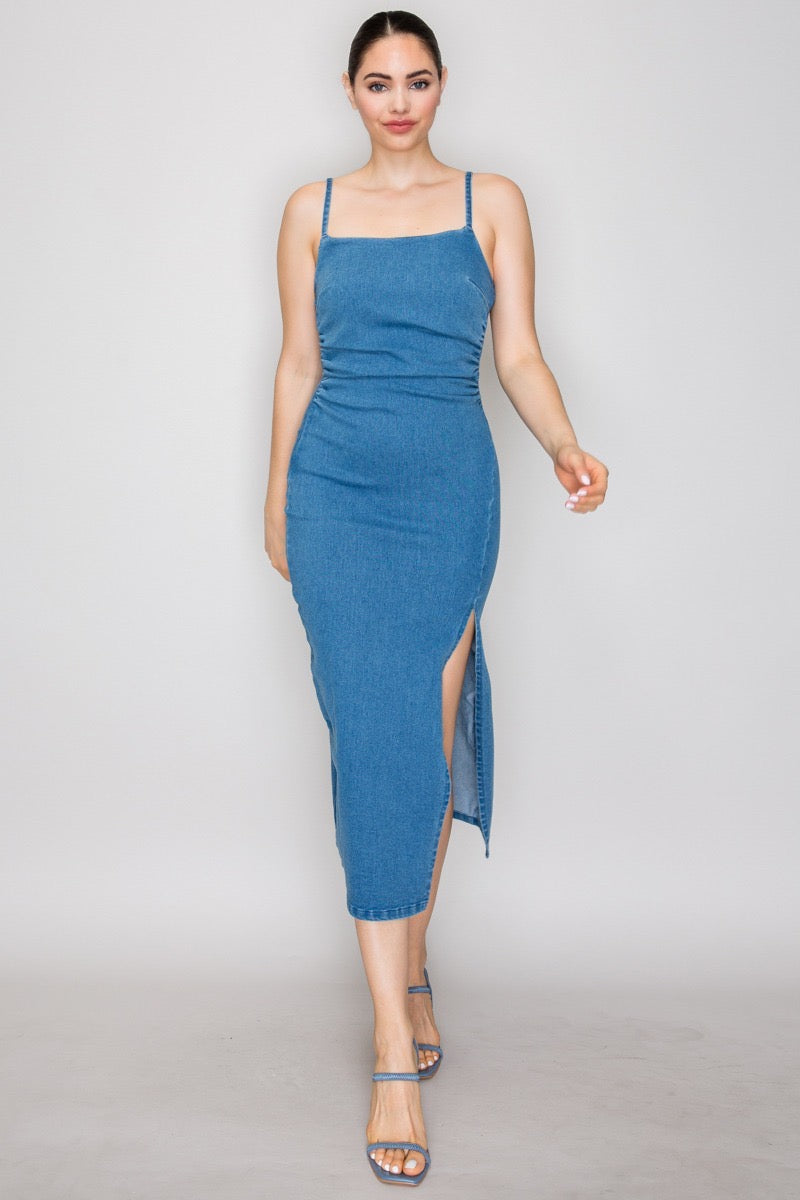 Vestido Denim Sculpt Midi