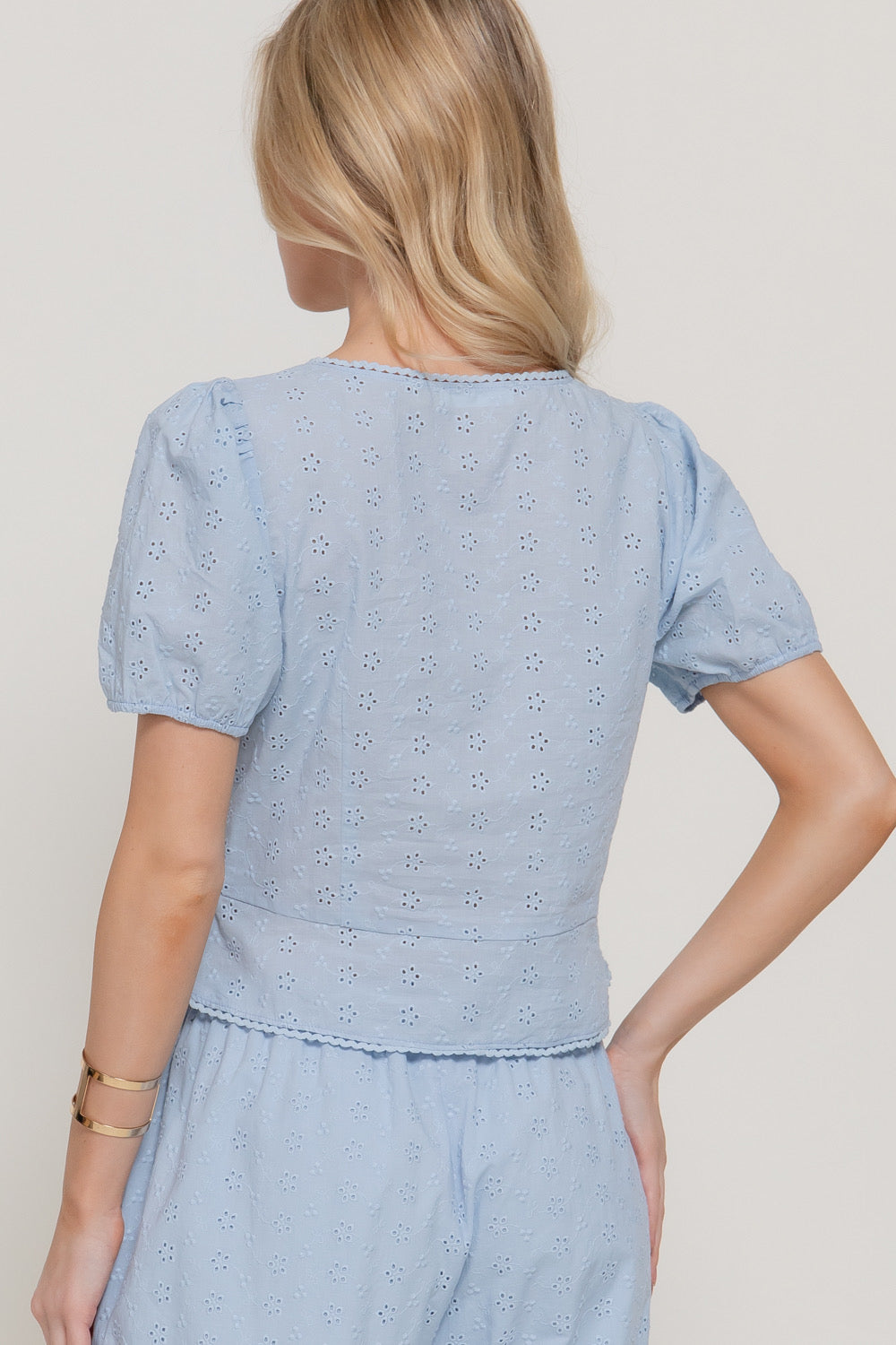 Eyelet Tie Front Top