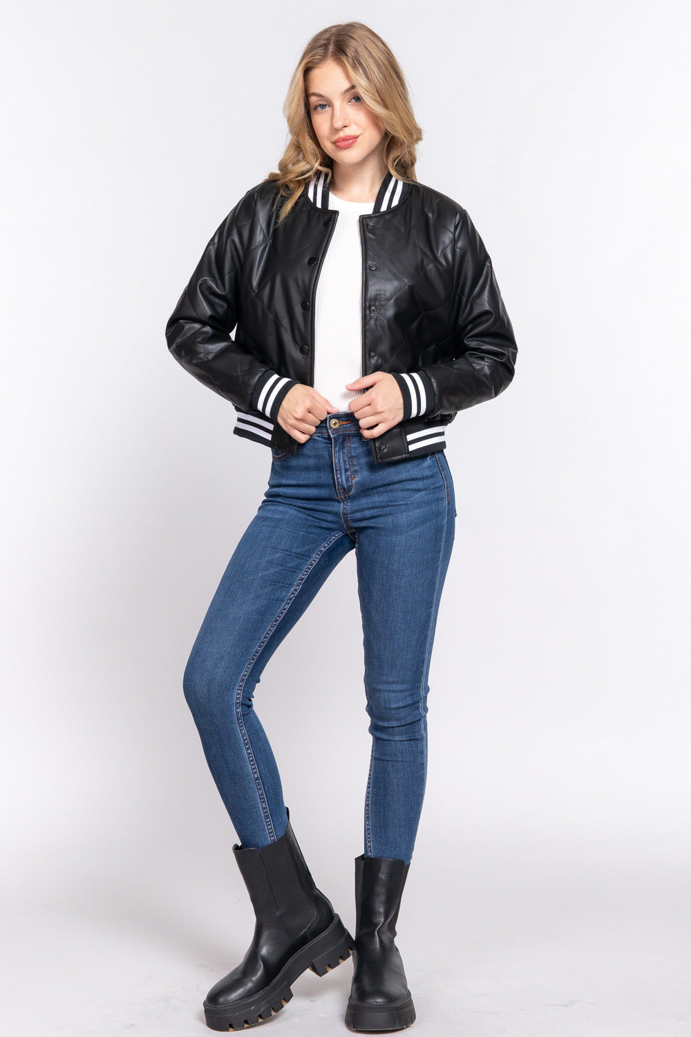 Chamarra Bomber Varsity Acolchada