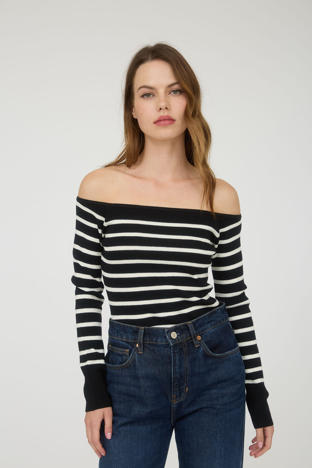 Suéter Off-Shoulder Rayas París
