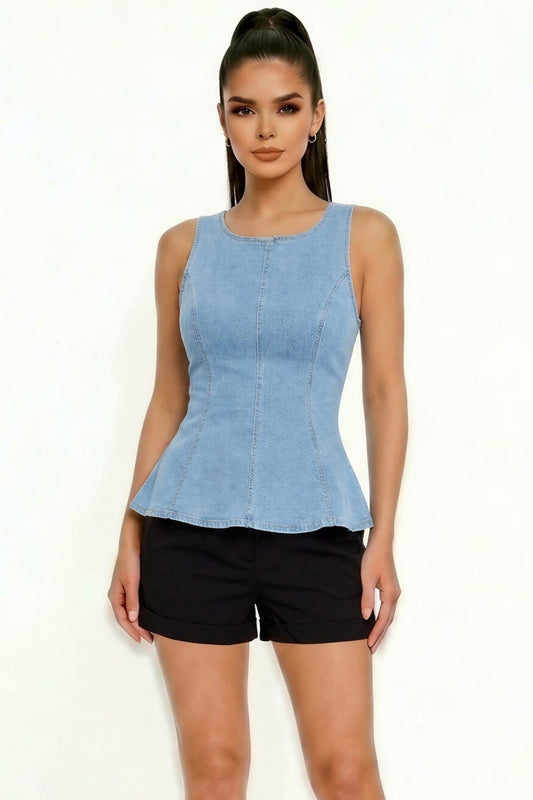 Blusa Denim Peplum Valentina